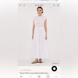 DISSH Flynn White Linen Blend Midi Dress